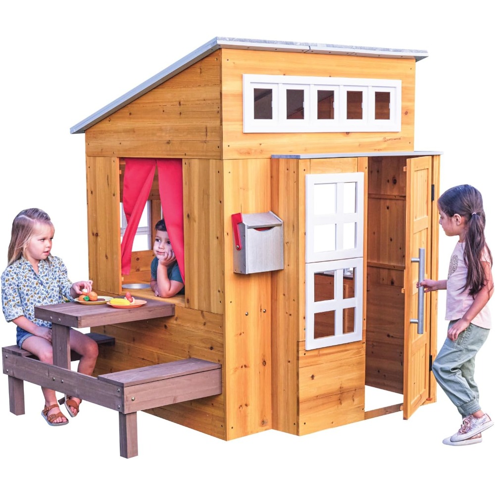 Kids Outdoor Grill - Modernes Outdoor-Spielhaus-Set aus Holz für Kinder
