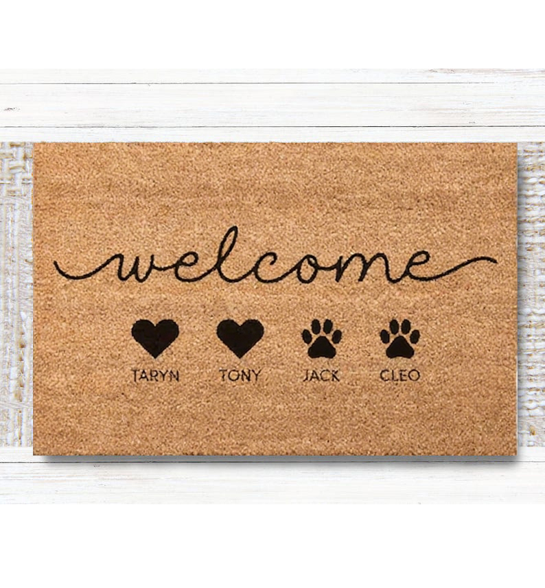 Kids Outdoor Gift Ideas - Personalisierte Familien-Fußmatte, Individuelle Haustier-Fußmatte, Geschenkideen für