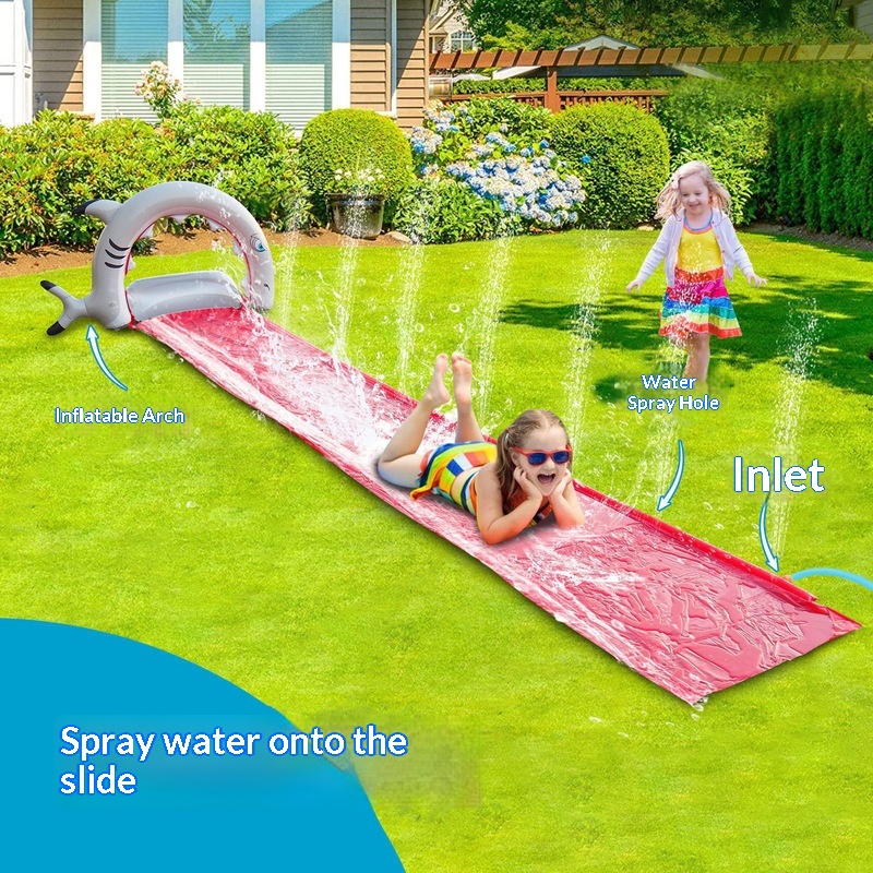 Kids Outdoor Garden - Aufblasbare Wal-Wasserrutsche mit Sprinkler für Kinder