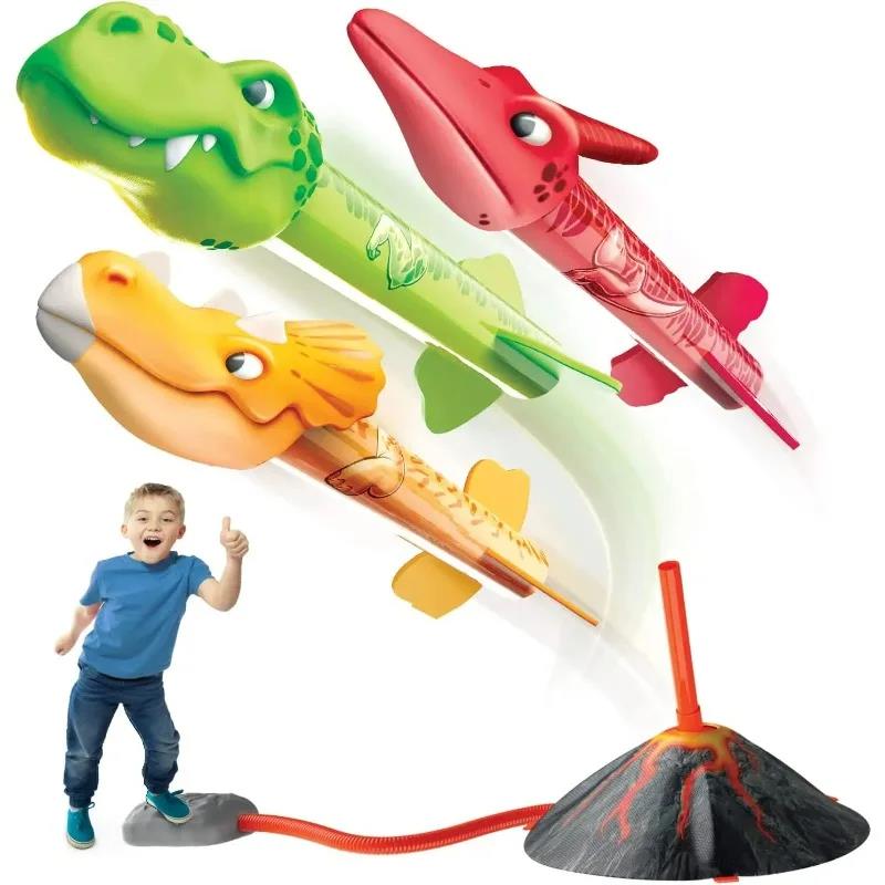 Kids Outdoor Jumping Toys - Fliegender Dinosaurier-Raketenwerfer für draußen, interaktives Familienspiel