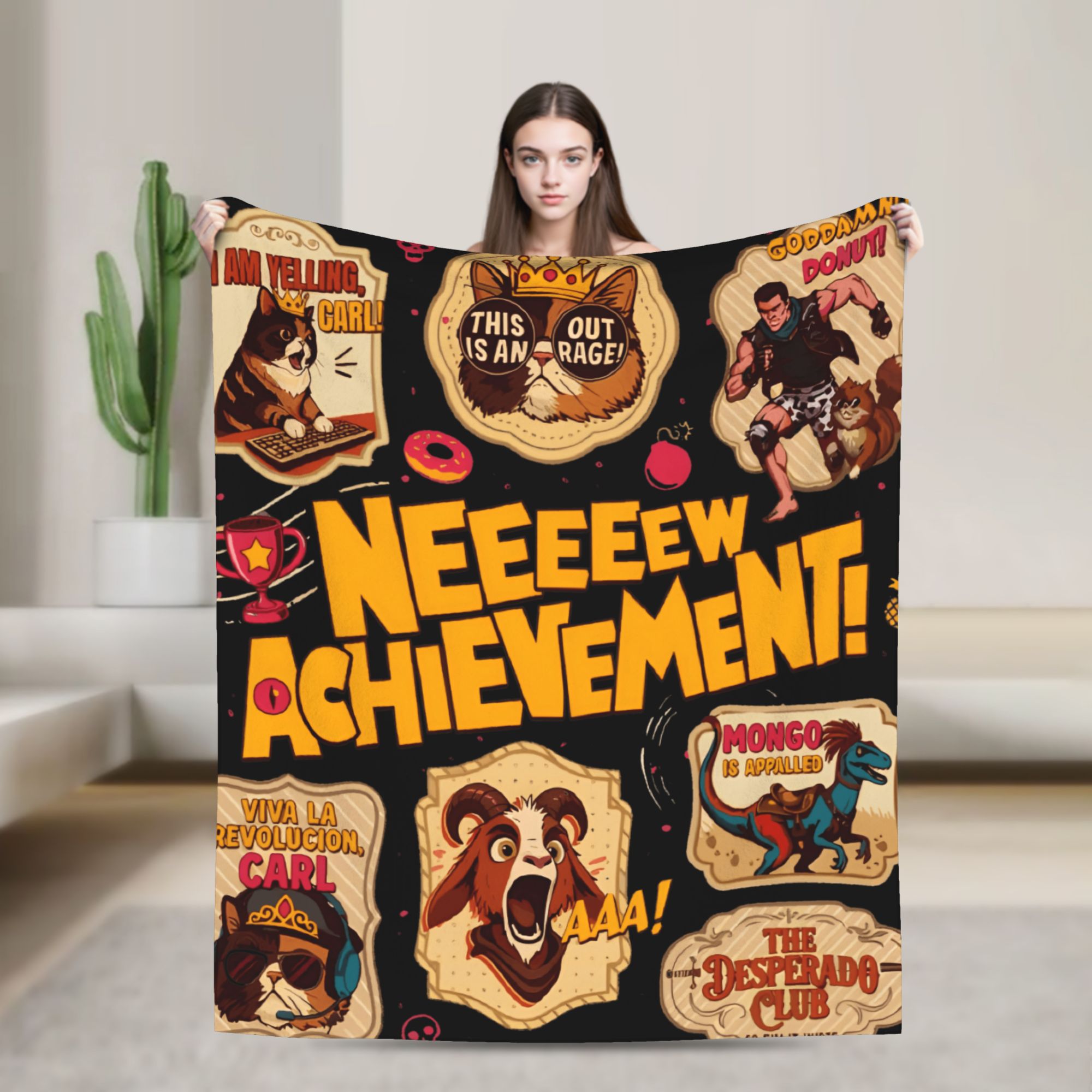 Kids Outdoor Gift Ideas - Donut Cat Dungeon Crawler Carl Plüschdecke
