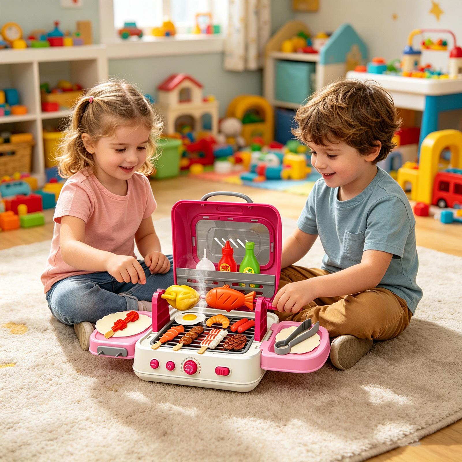 Kids Outdoor Grill - Kinder-Outdoor-Grill-Spielset, interaktives Kochgrill-Spielset mit Sound und