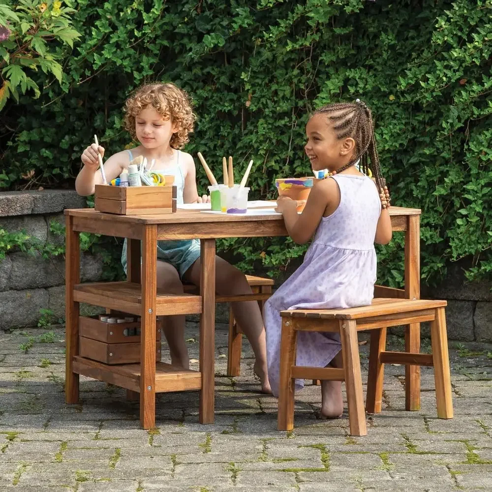 Kids Outdoor Picnic Table - Kinder-Outdoor-Aktivitätstisch mit 2 Bänken: Aktivitätstisch aus