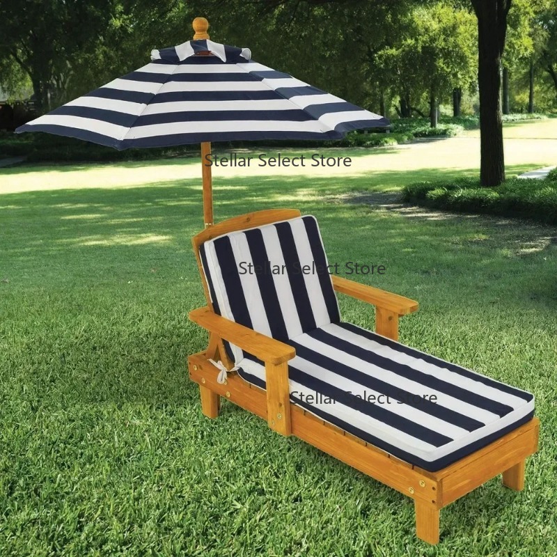 Kids Outdoor Umbrella Chair - t Outdoor-Chaiselongue aus Holz, Gartenmöbelstuhl mit