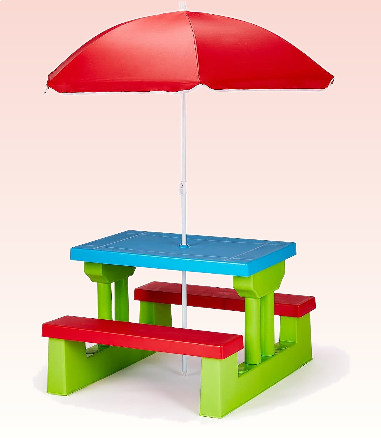 Kids Outdoor Table With Umbrella - JOYMOR Kinder-Picknicktisch mit Sonnenschirm, Plastik-Kleinkindertisch &