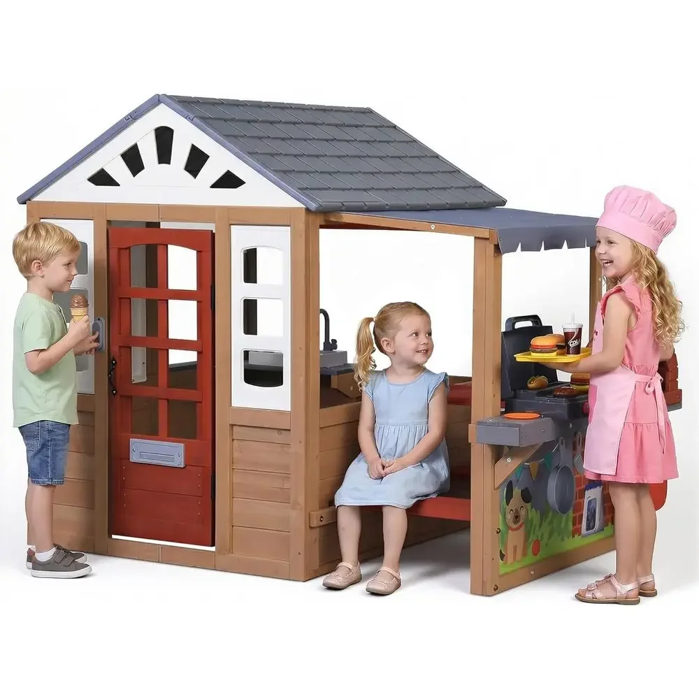 Kids Outdoor Grill - Kinder-Holzspielhaus für draußen, Holzspielhaus für Kinder