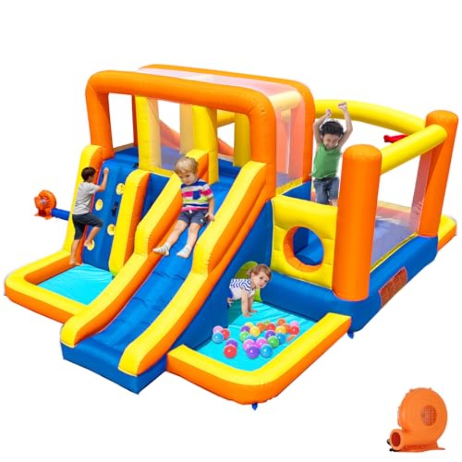 Kids Outdoor Zone - Outdoor-Hüpfburg-Wasserrutsche-Kombination für große Kinder: strapazierfähige PVC-Spielzonen