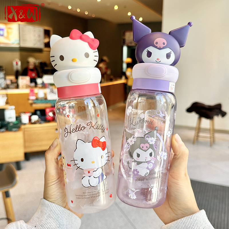Outdoor Kid Friendly - X&W Kawaii Sanrio Puppen-Trinkbecher, transparent, Cartoon