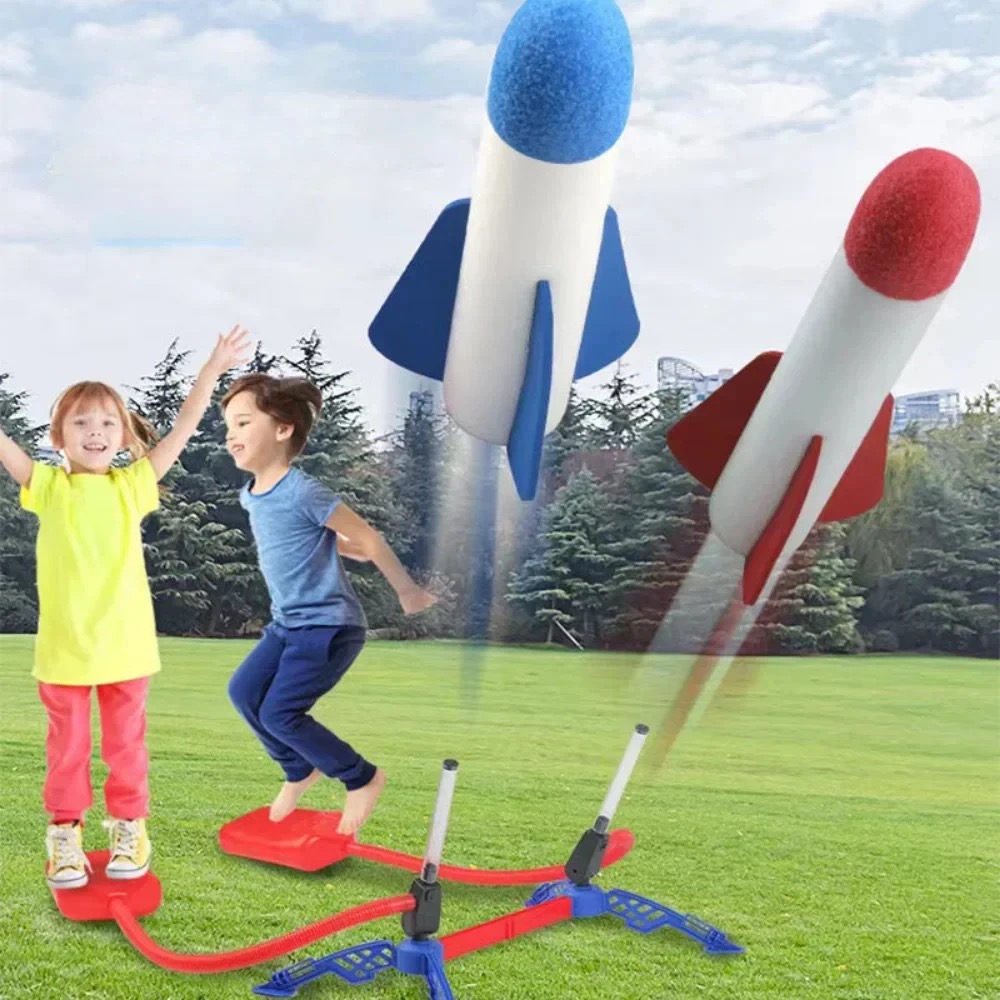 Kids Outdoor Jumping Toys - Kinder Outdoor-Raketen-Fußpumpe, Outdoor-Luftdruck-Schleuder-Raketenanzug, Luftbetriebener Raketenwerfer-Spiel, Kinderspielzeug-Geschenke