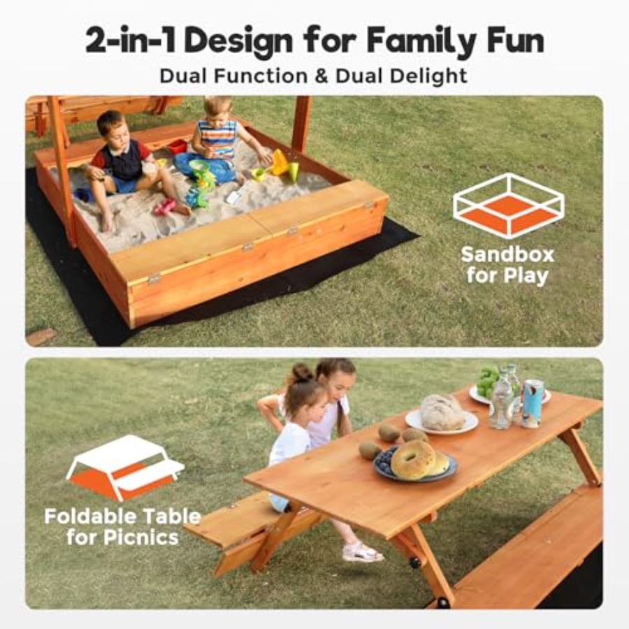 Garten-Sandkasten aus Holz für – Kids Outdoor Picnic Table Bewertung und Preis