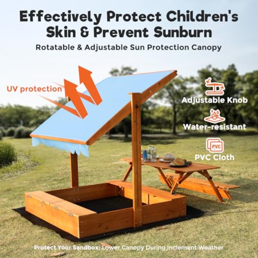 Garten-Sandkasten aus Holz für – Kids Outdoor Picnic Table Bewertung und Preis