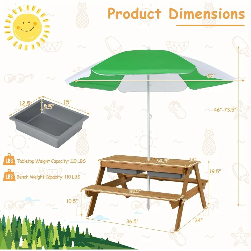 4-in-1 Holz-Sand- und Wasserti – Kids Outdoor Table With Umbrella Bewertung und Preis
