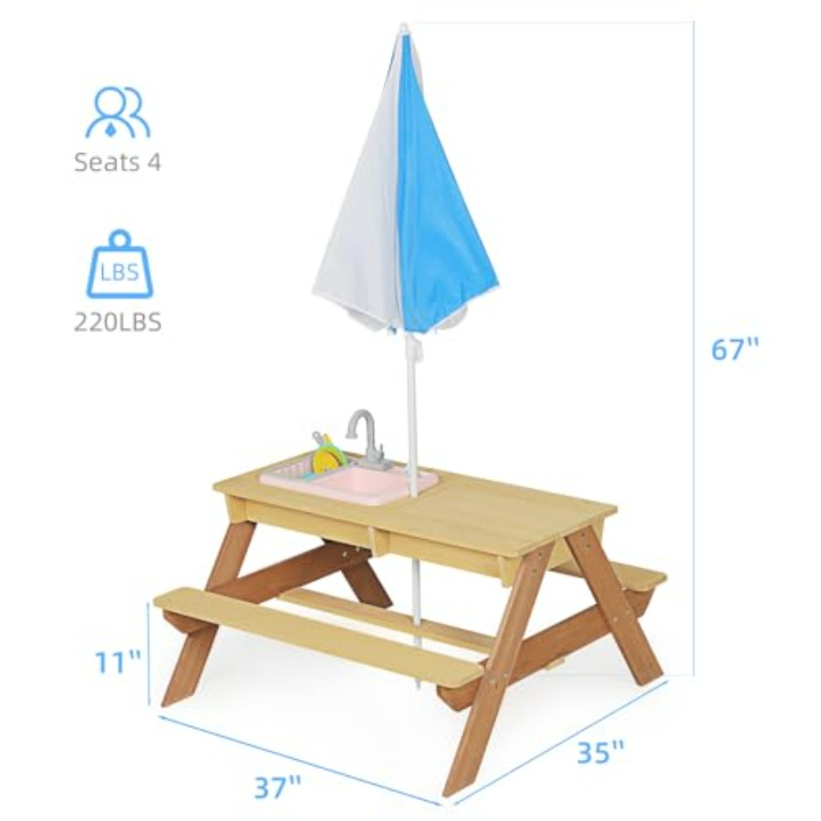 Outdoor-Kinder-Picknicktisch m – Kids Outdoor Table With Umbrella Bewertung und Preis