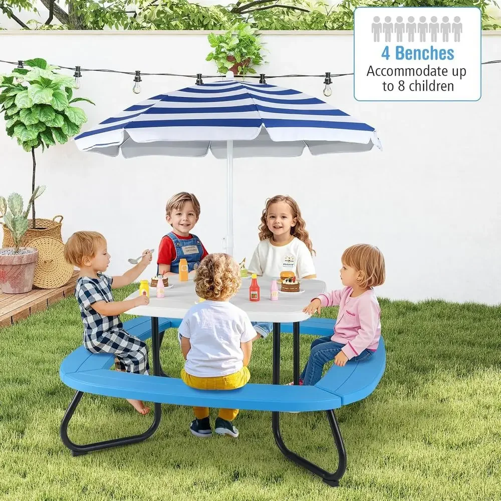 8-Personen Kinder-Picknicktisc – Kids Outdoor Table With Umbrella Bewertung und Preis