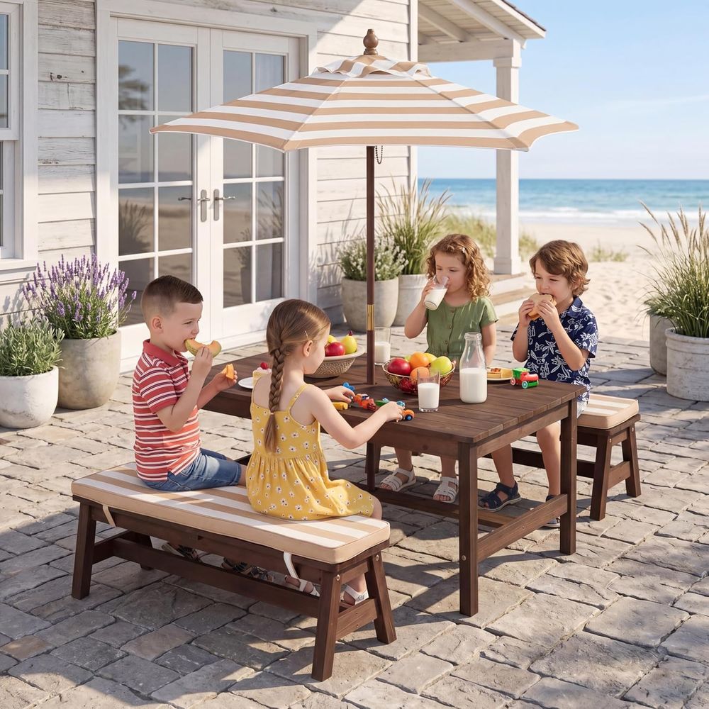 Kinder-Picknicktisch, große 42 – Kids Outdoor Table With Umbrella Bewertung und Preis