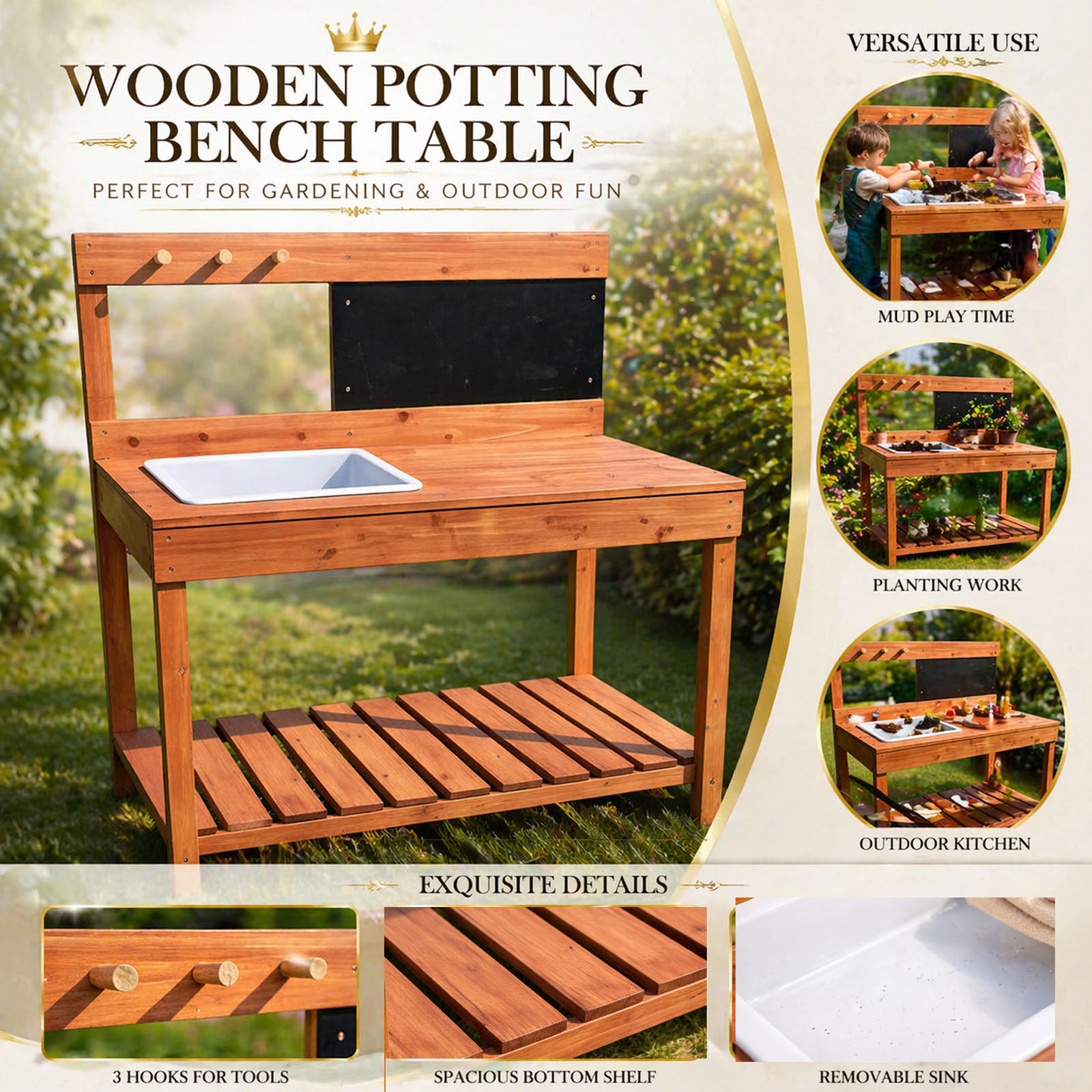 Holz-Pflanztische für Kinder,  – Kids Outdoor Garden Bewertung und Preis