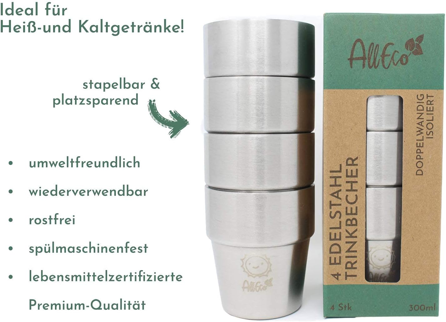 4 Sets 300ml Nachhaltige Wiede – Outdoor Kid Friendly Bewertung und Preis