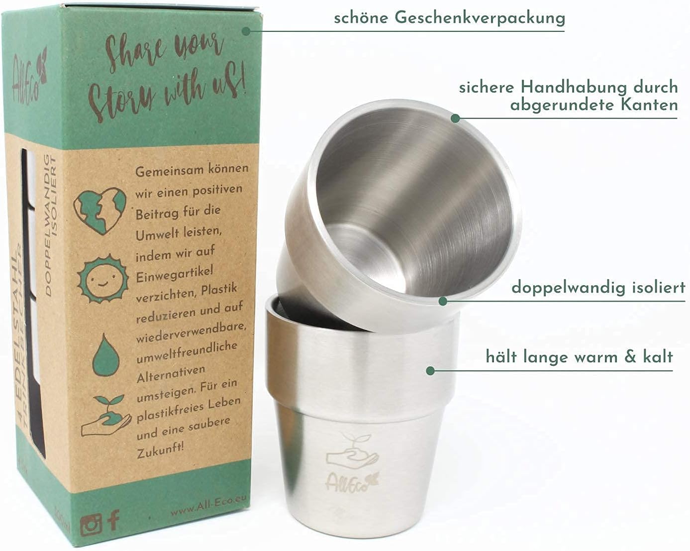 4 Sets 300ml Nachhaltige Wiede – Outdoor Kid Friendly Bewertung und Preis
