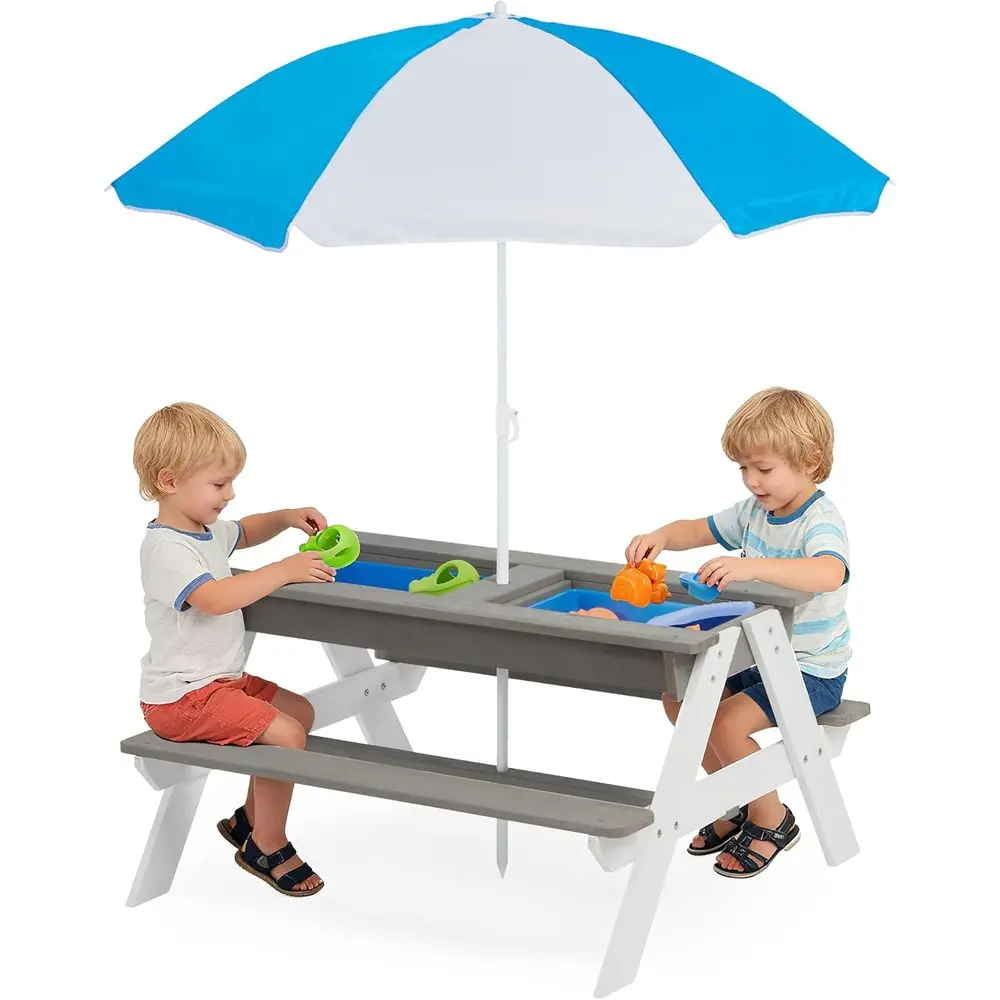 Konvertierbarer 3-in-1 Holz-Pi – Kids Outdoor Table With Umbrella Bewertung und Preis