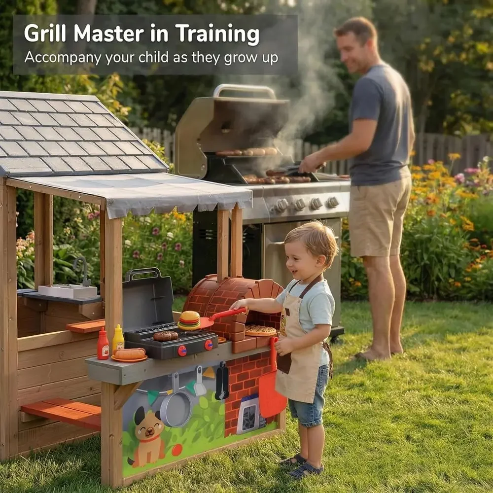 Kinder-Holzspielhaus für drauß – Kids Outdoor Grill Bewertung und Preis