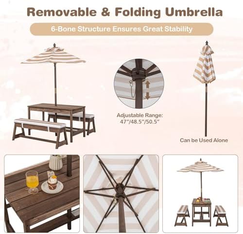 Kinder-Picknicktisch, Outdoor- – Kids Outdoor Table With Umbrella Bewertung und Preis