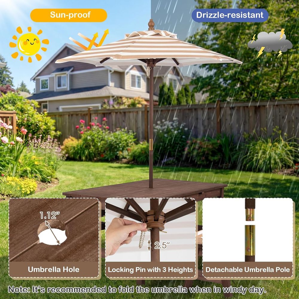 Kinder-Picknicktisch, Holztisc – Kids Outdoor Table With Umbrella Bewertung und Preis