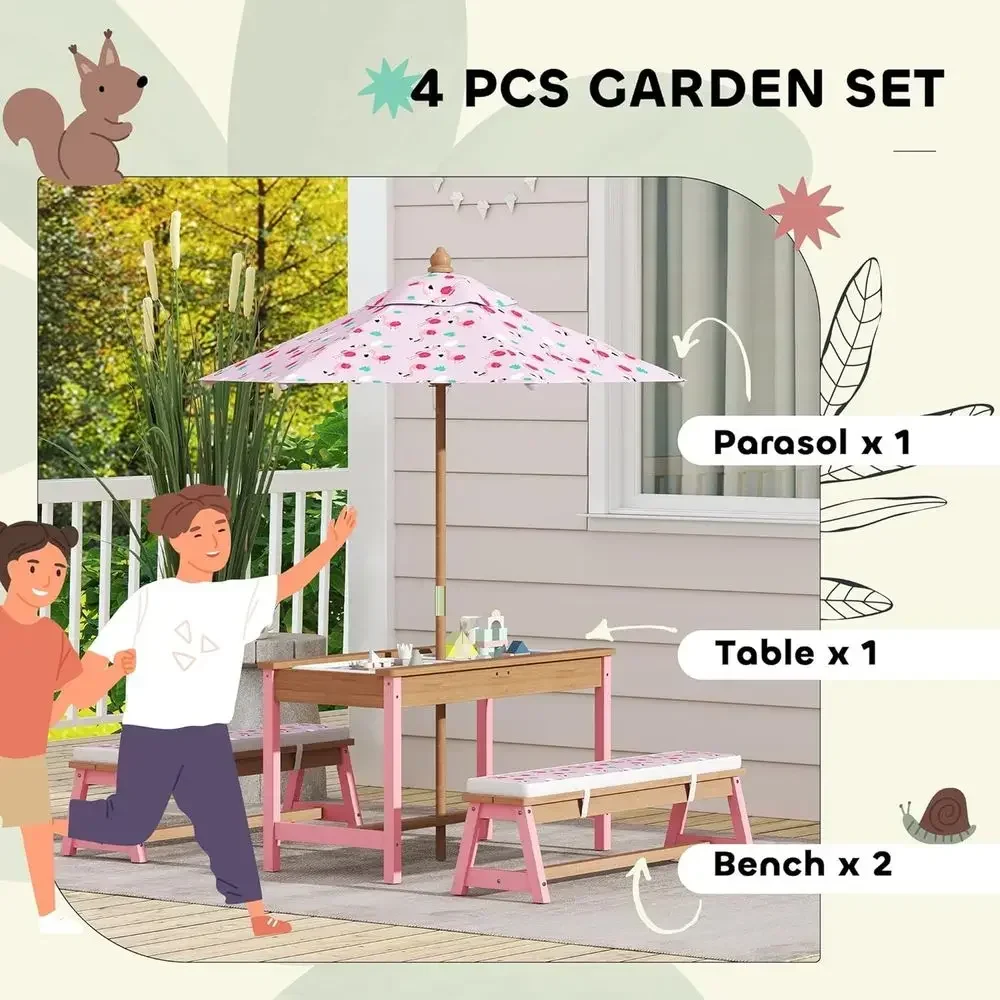 Holz-Picknicktisch-Set mit Son – Kids Outdoor Table With Umbrella Bewertung und Preis