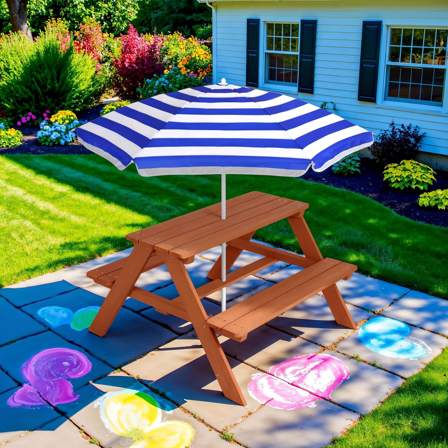 Holz-Picknicktisch für Kinder  – Kids Outdoor Table With Umbrella Bewertung und Preis