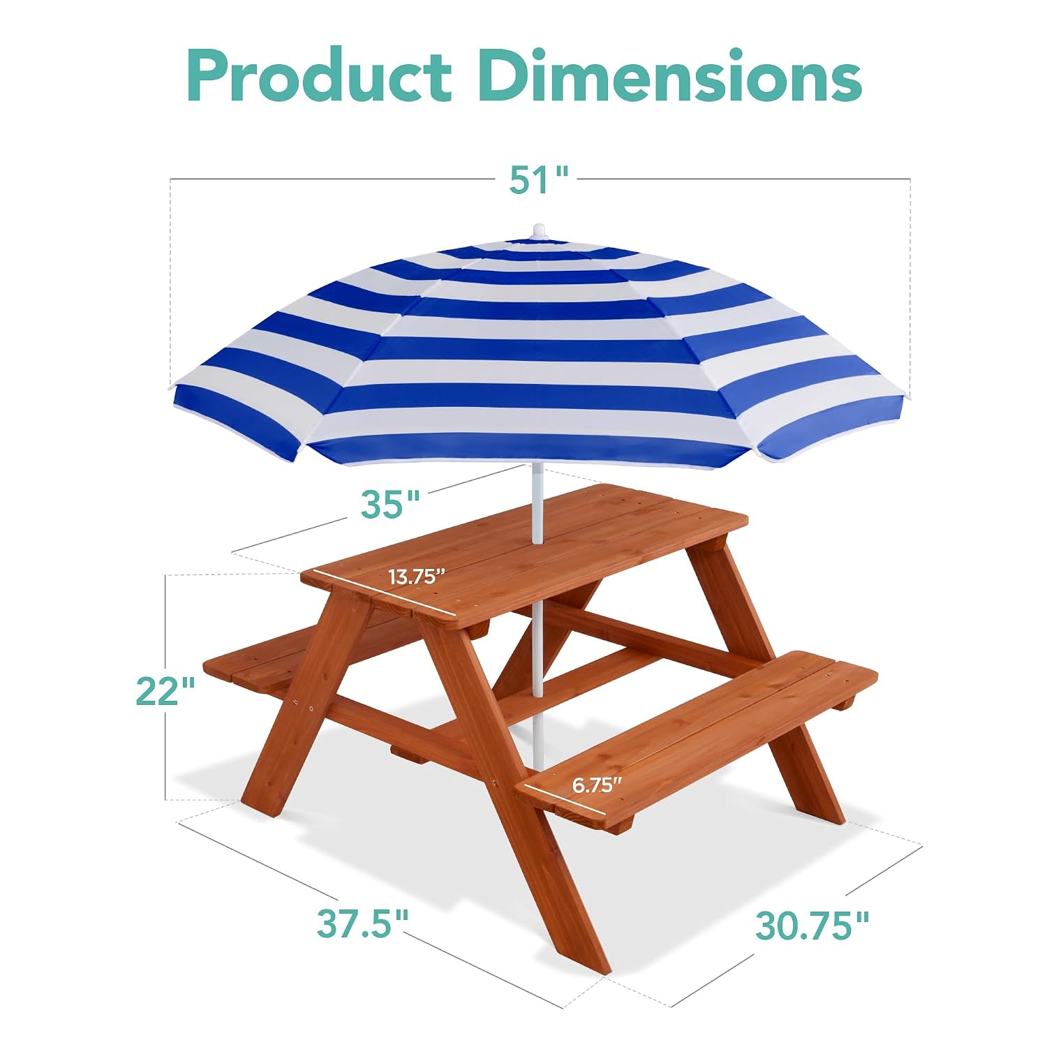Holz-Picknicktisch für Kinder  – Kids Outdoor Table With Umbrella Bewertung und Preis