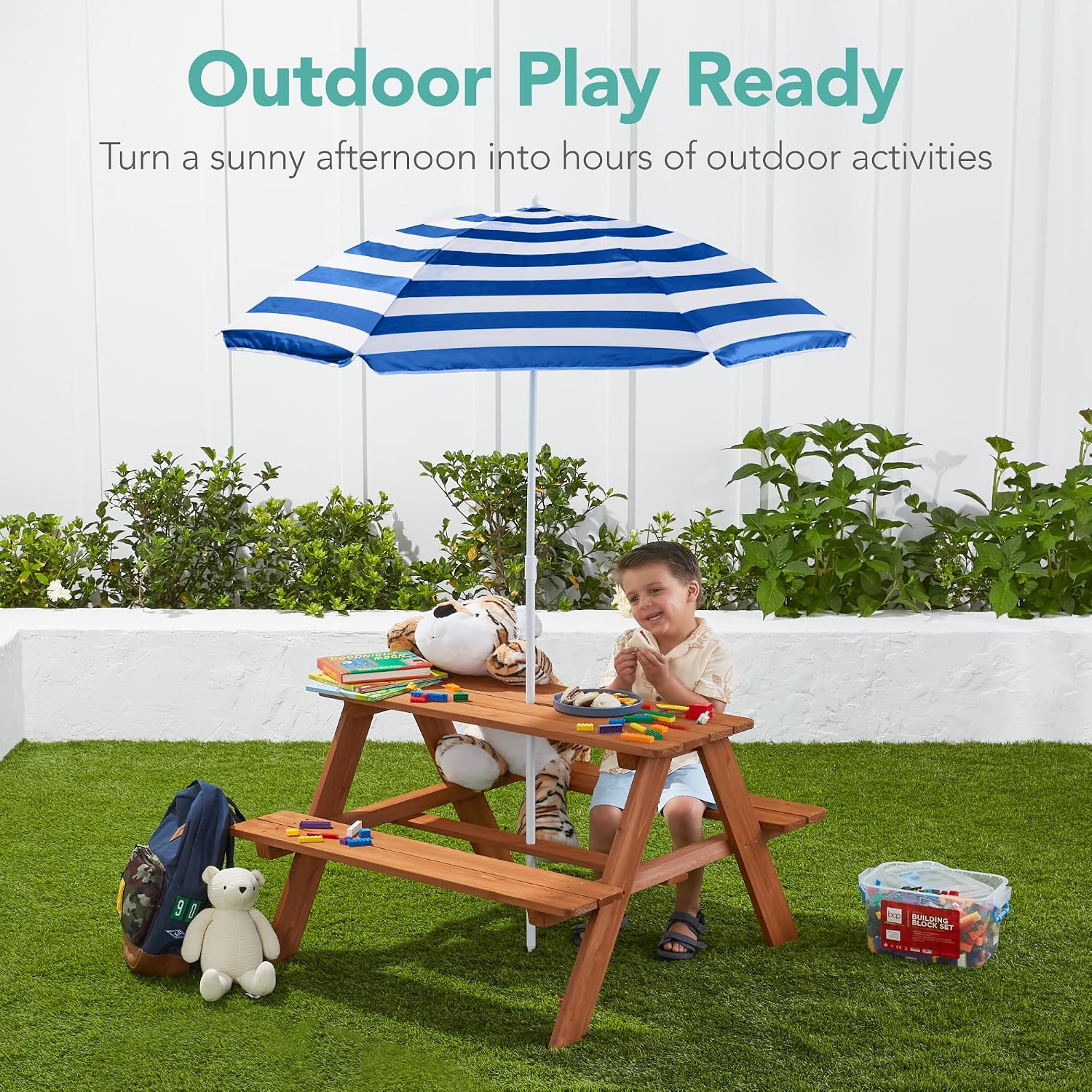 Holz-Picknicktisch für Kinder  – Kids Outdoor Table With Umbrella Bewertung und Preis